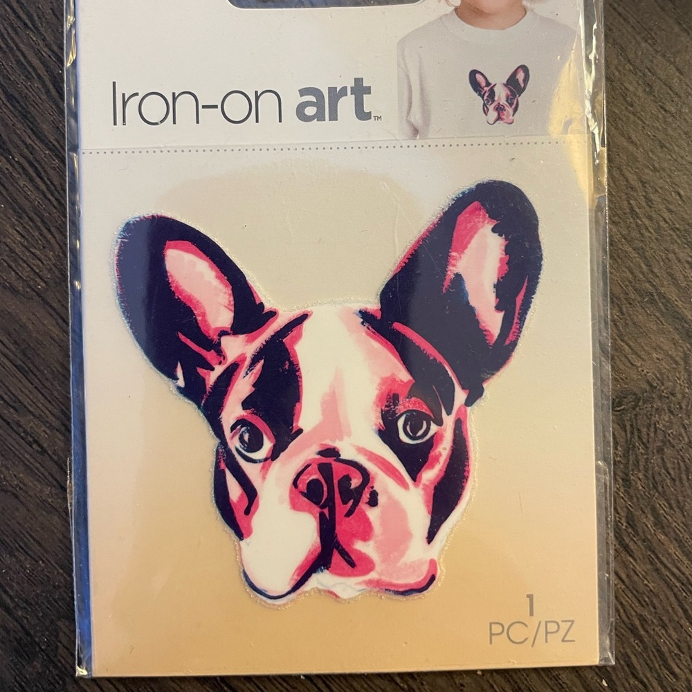 Momenta Iron On Frenchie Pup Applique, Heat Transfer, 1pc Craft